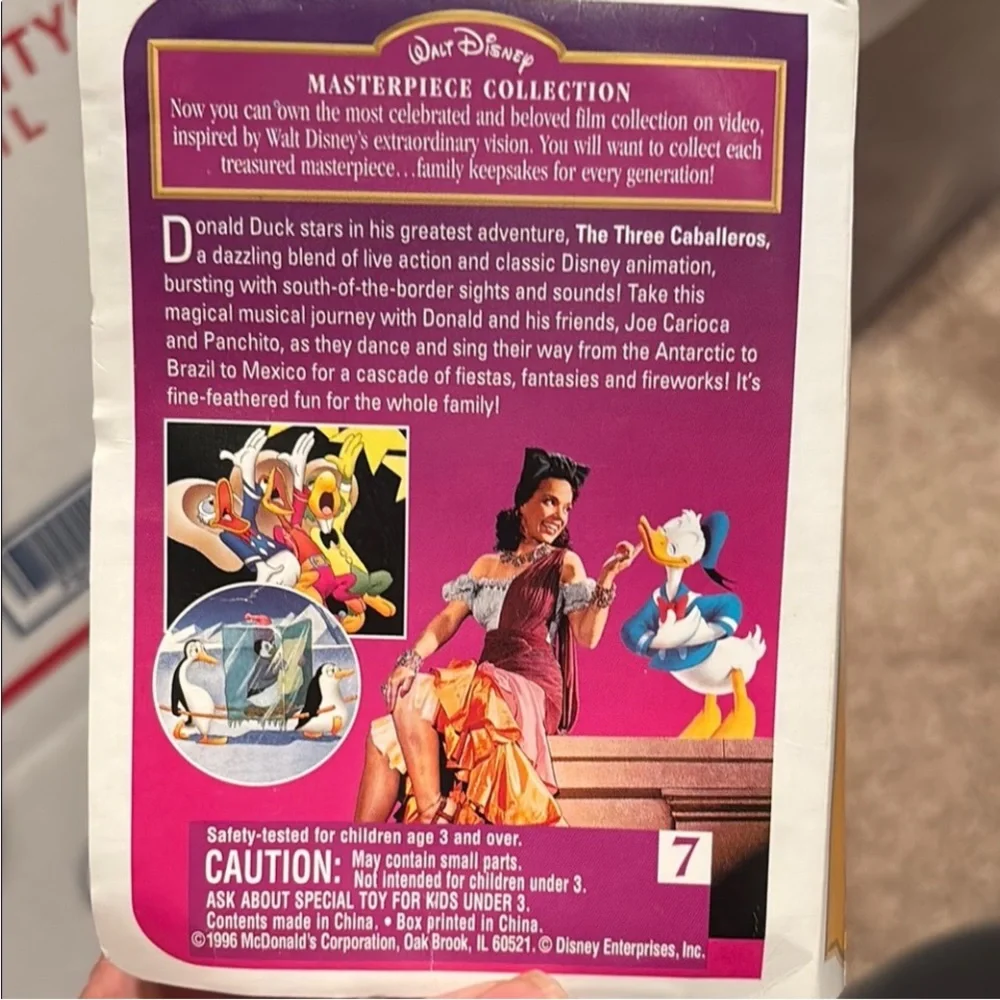 Disney The Three Caballeros  Donald Duck Figure Promotional VHS Box
